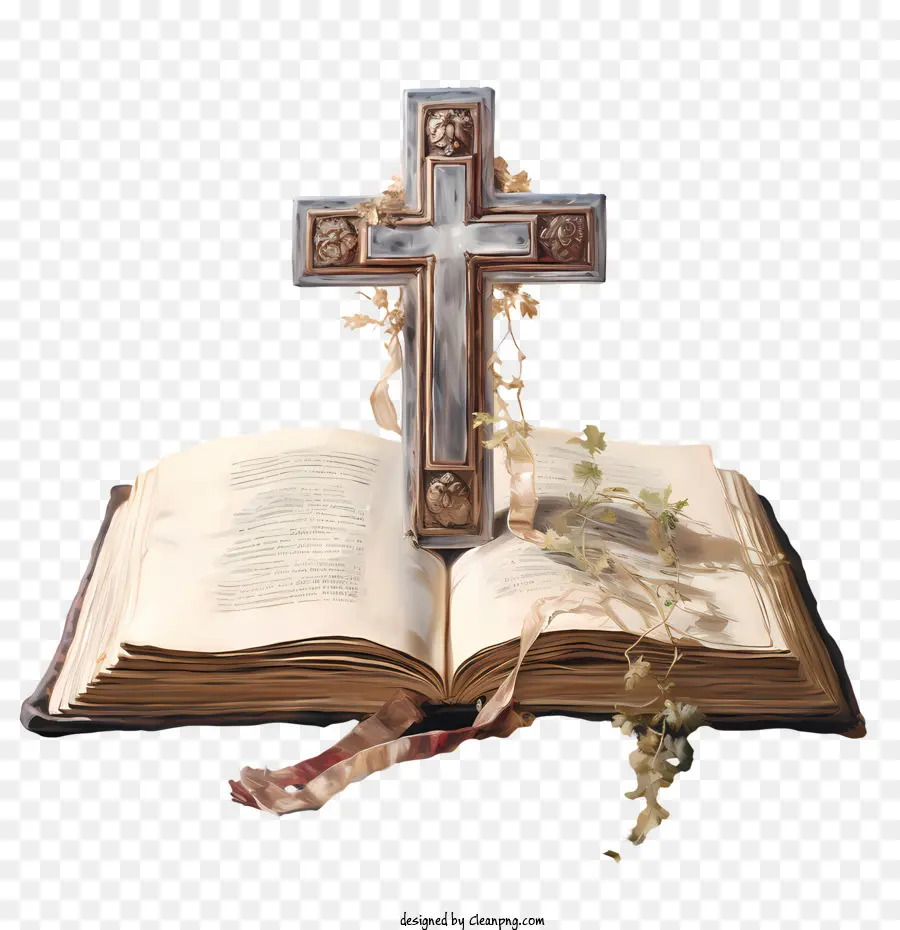 الكتاب المقدس مع الصليب，الصليب PNG