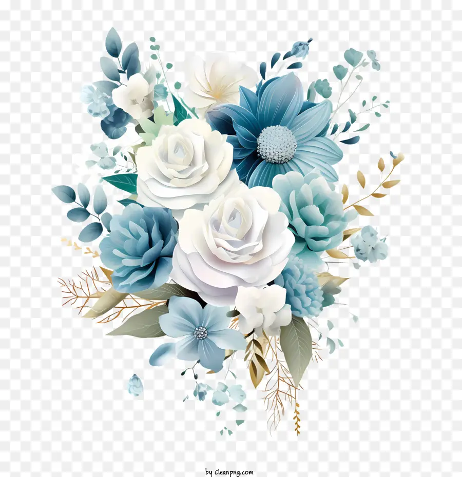 فن الزفاف الأزهار，الأزرق PNG