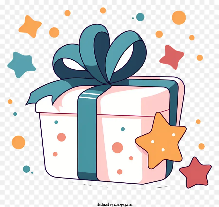 الكرتون مربع هدية，صندوق هدايا الشريط الأزرق PNG