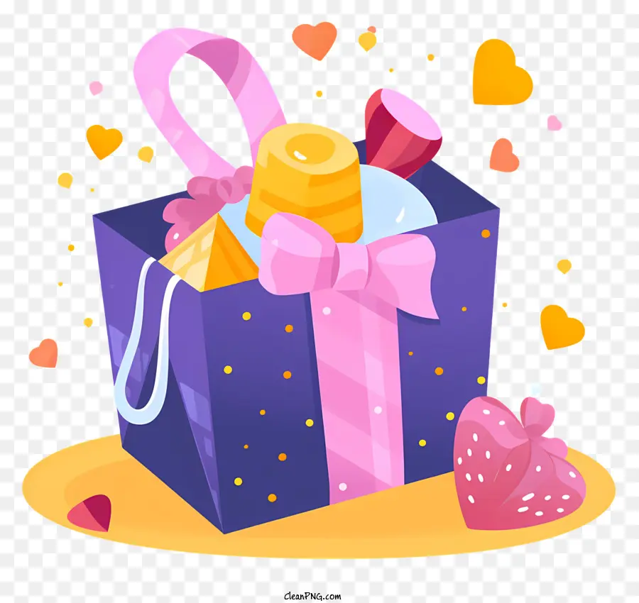 هدية مربع，بالون على شكل قلب PNG