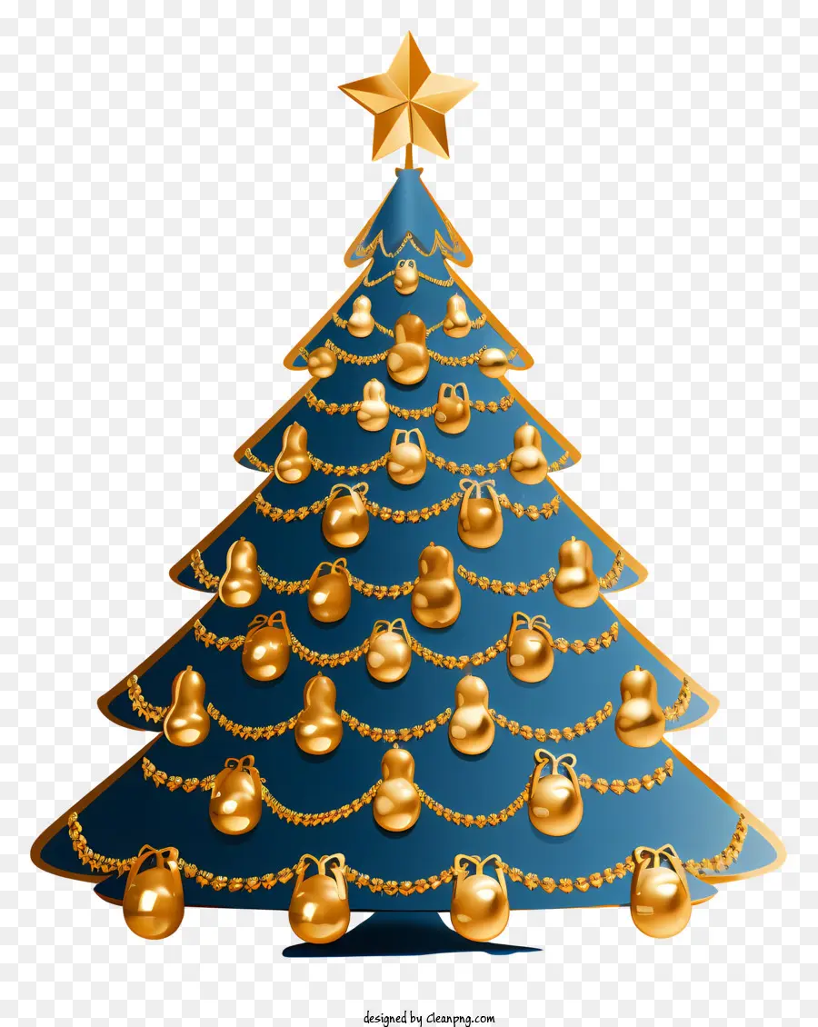 شجرة عيد الميلاد الزرقاء，أجراس الذهب PNG
