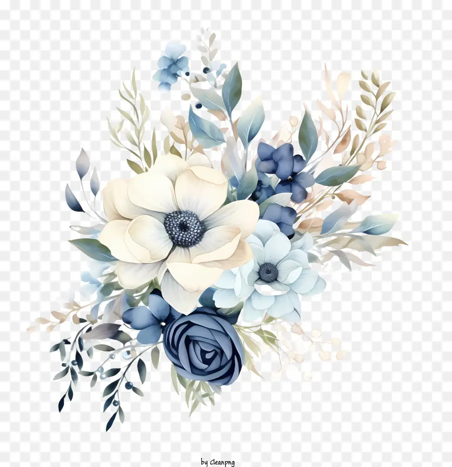 فن الزفاف الأزهار，الزهور الزرقاء PNG