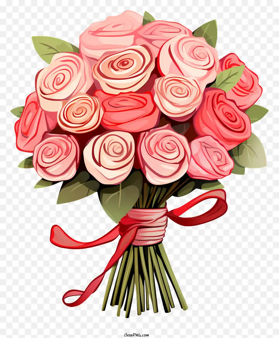 باقة الورود الوردية，إناء PNG