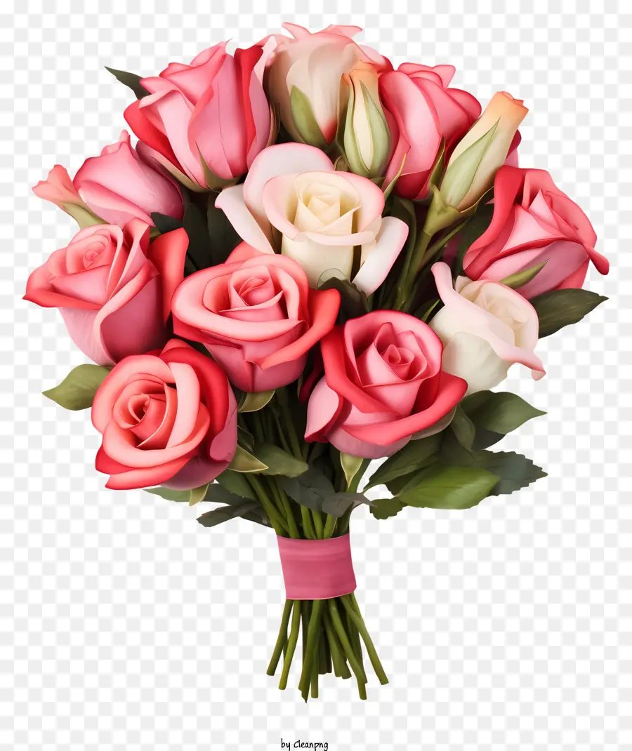 باقة，الورود الوردية والأبيض PNG
