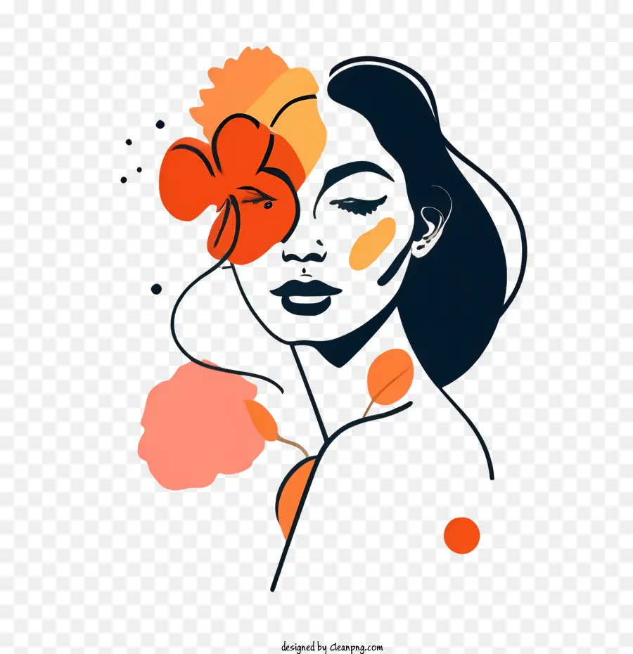 المرأة الوجه，امرأة مع الزهور PNG