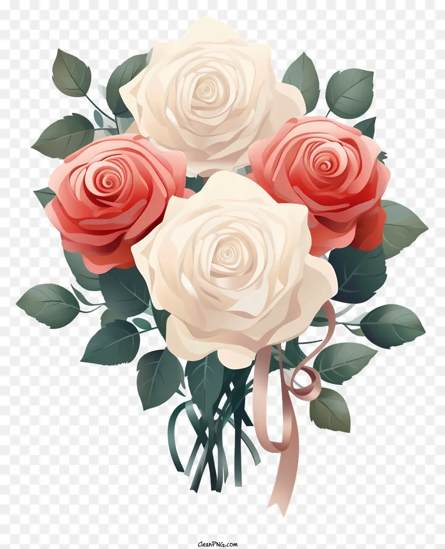 باقة，الورود البيضاء والوردية PNG