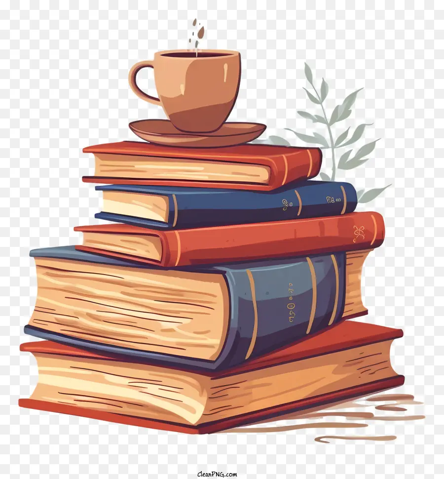 الكتب，فنجان القهوة PNG
