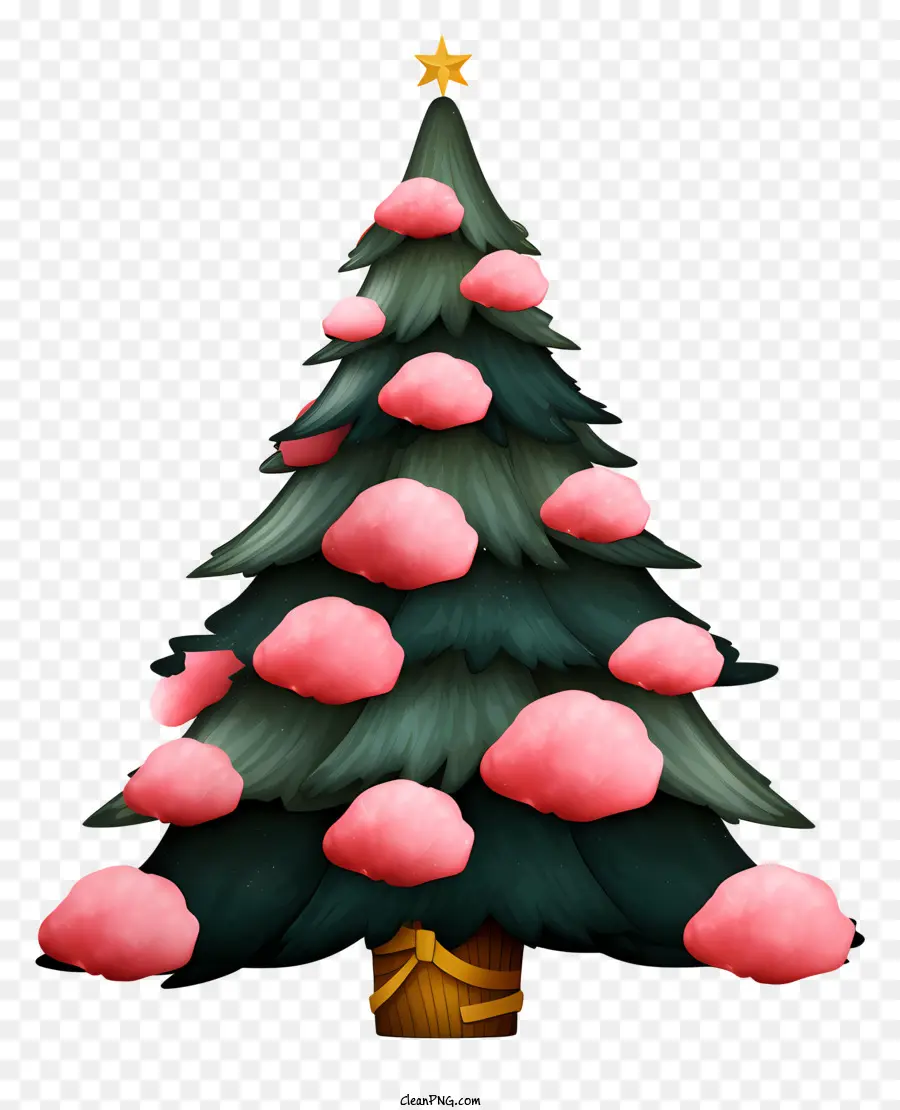 شجرة عيد الميلاد，قلوب وردية PNG