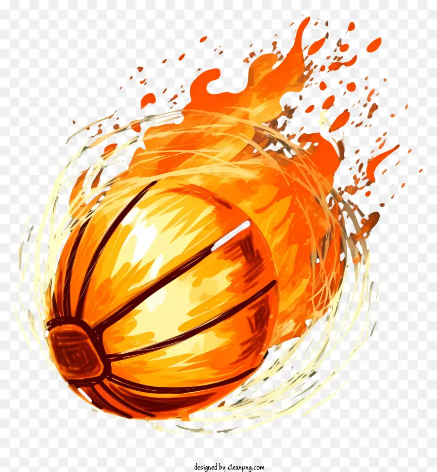 كرة السلة على النار，حرق كرة السلة PNG