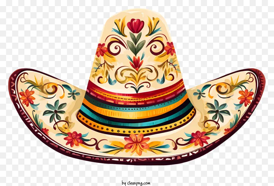 القبعة المكسيكية，تصاميم الأزهار PNG