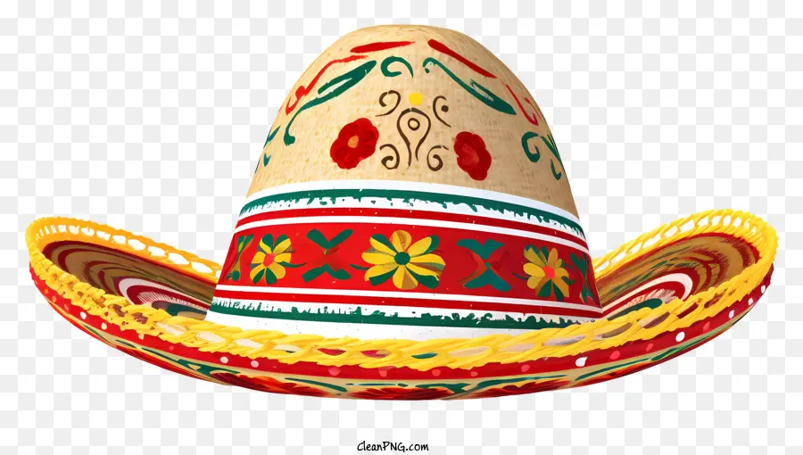 المكسيكية سومبريرو，قبعة نمط الأزهار PNG