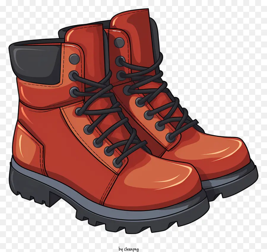 أحذية المشي لمسافات طويلة من الجلد الأحمر，نعل قوي PNG