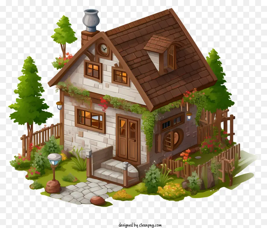 منزل خشبي صغير，الشرفة الأمامية PNG
