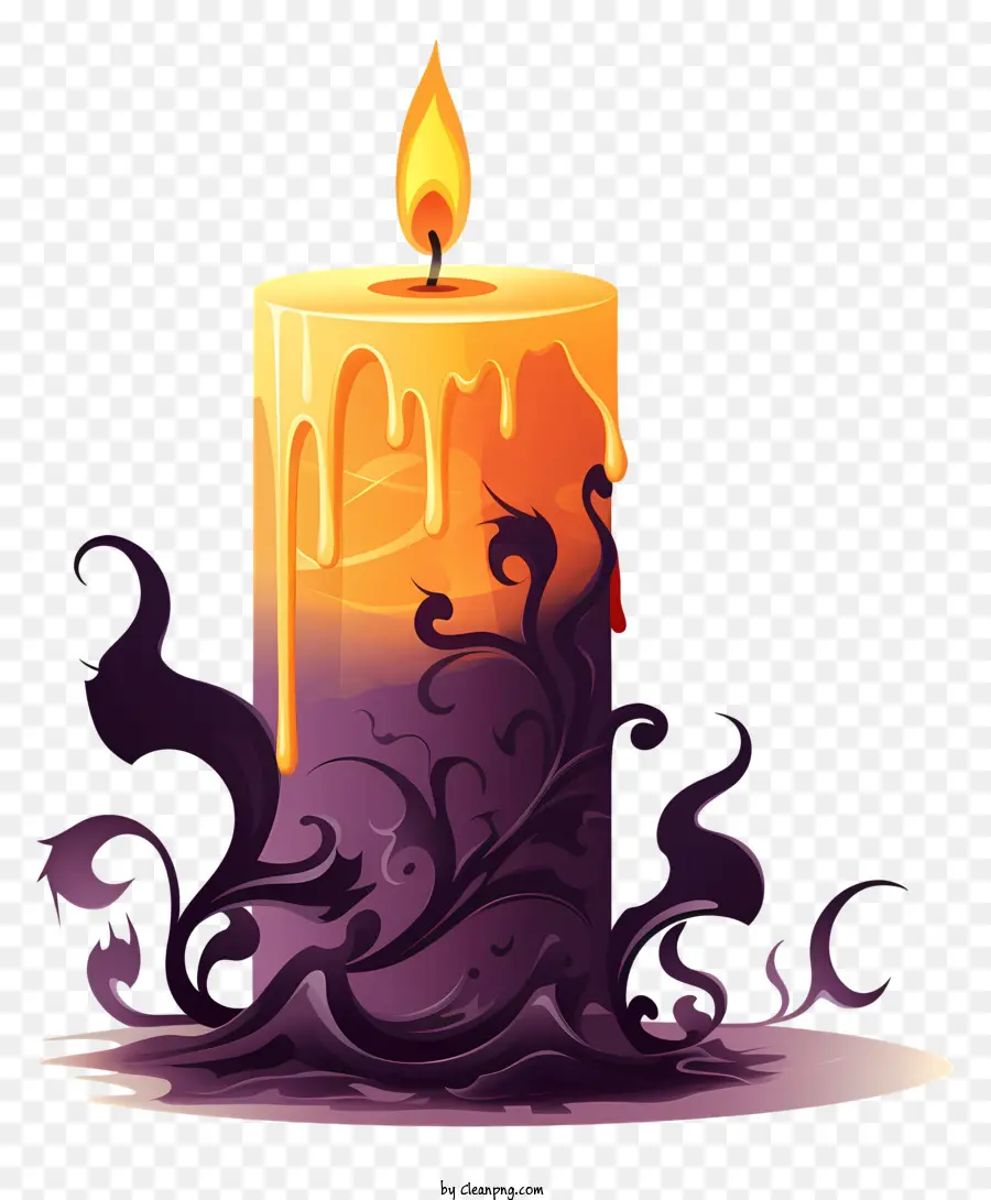 هالوين شمعة，شمعة أرجوانية داكنة PNG