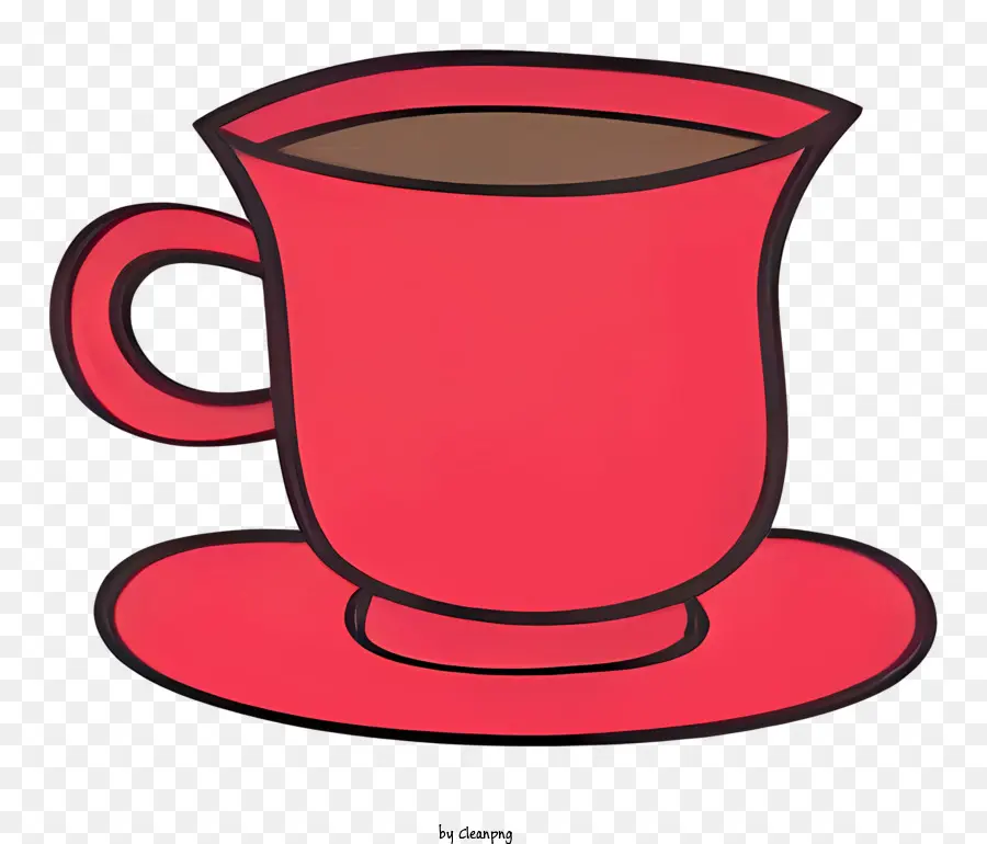 فنجان القهوة الخزفي الأحمر，الصحن الأحمر PNG
