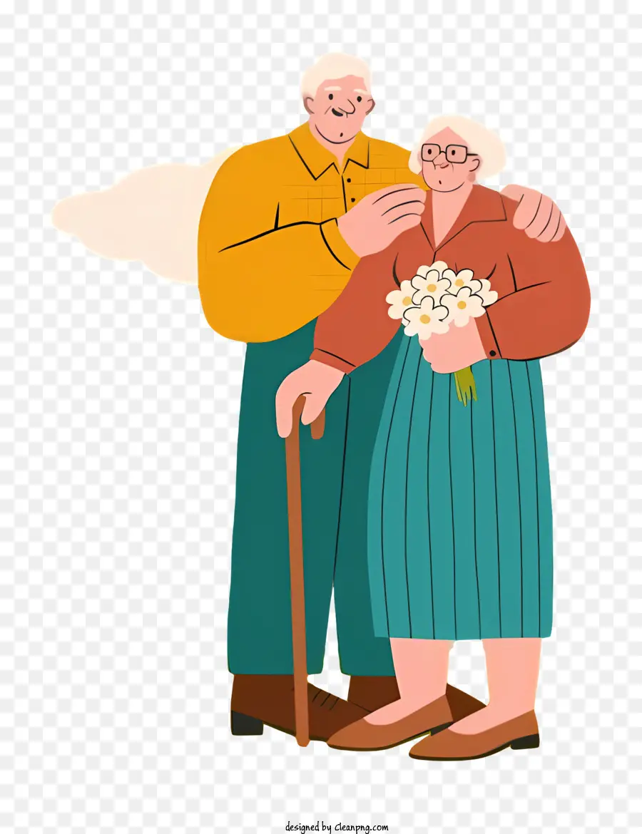 زوجين مسنين，يبتسم PNG