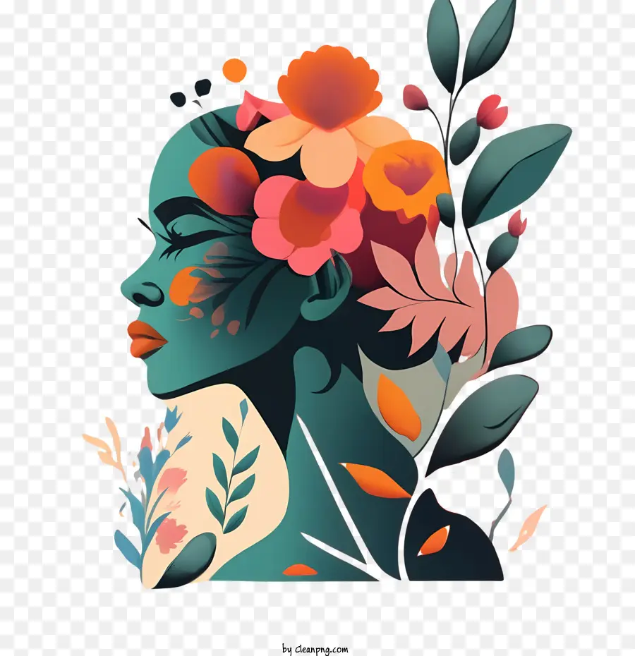 المرأة الوجه，الأزهار PNG