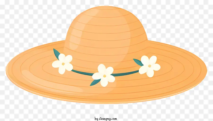 قبعة القش，تصميم الأزهار PNG