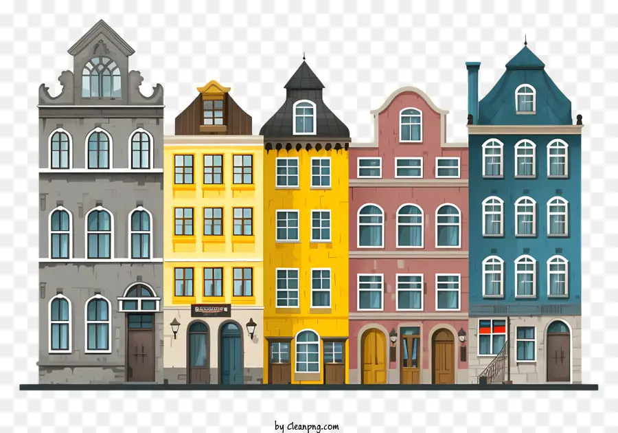 المباني الملونة，المباني متعددة المستويات PNG