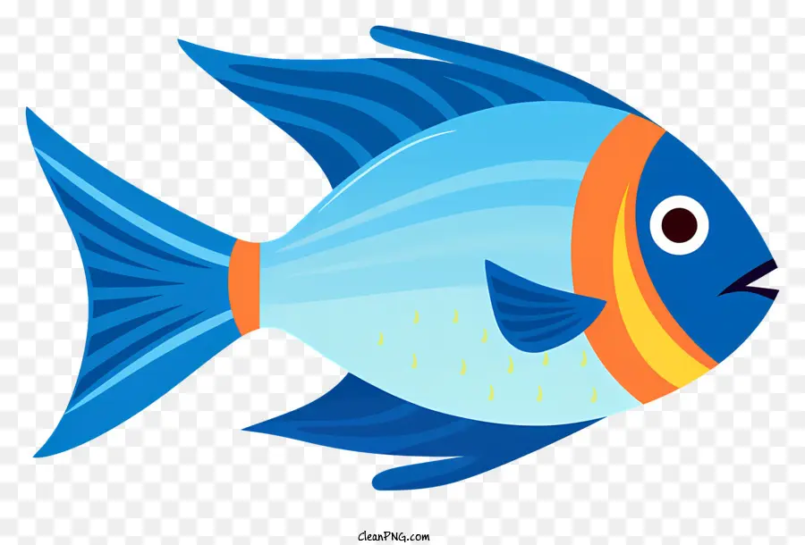 السمك الأزرق，خطوط برتقالية وصفراء PNG