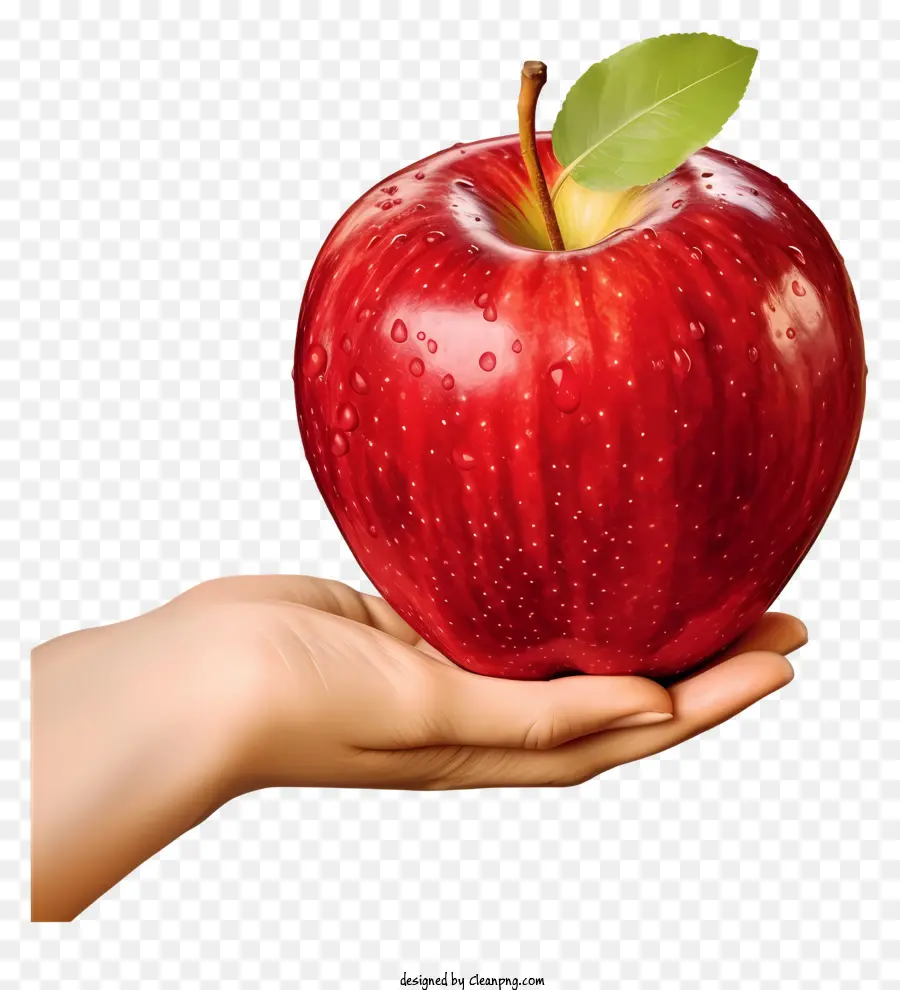 التفاح الأحمر，ورقة خضراء PNG