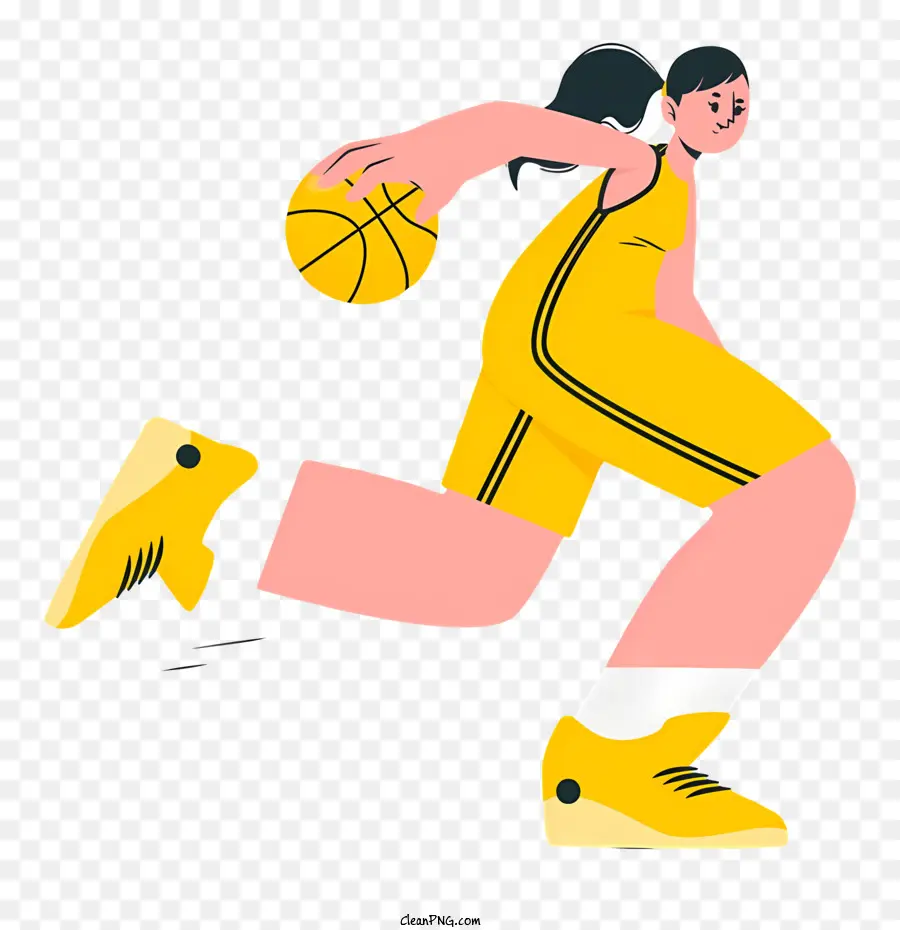 الكرتون امرأة，زي كرة السلة الأصفر PNG