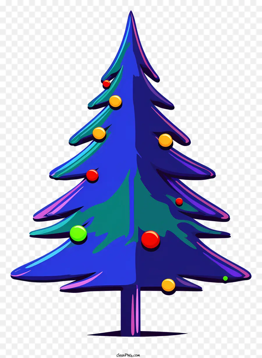 شجرة عيد الميلاد الزرقاء，الحلي متعددة الألوان PNG
