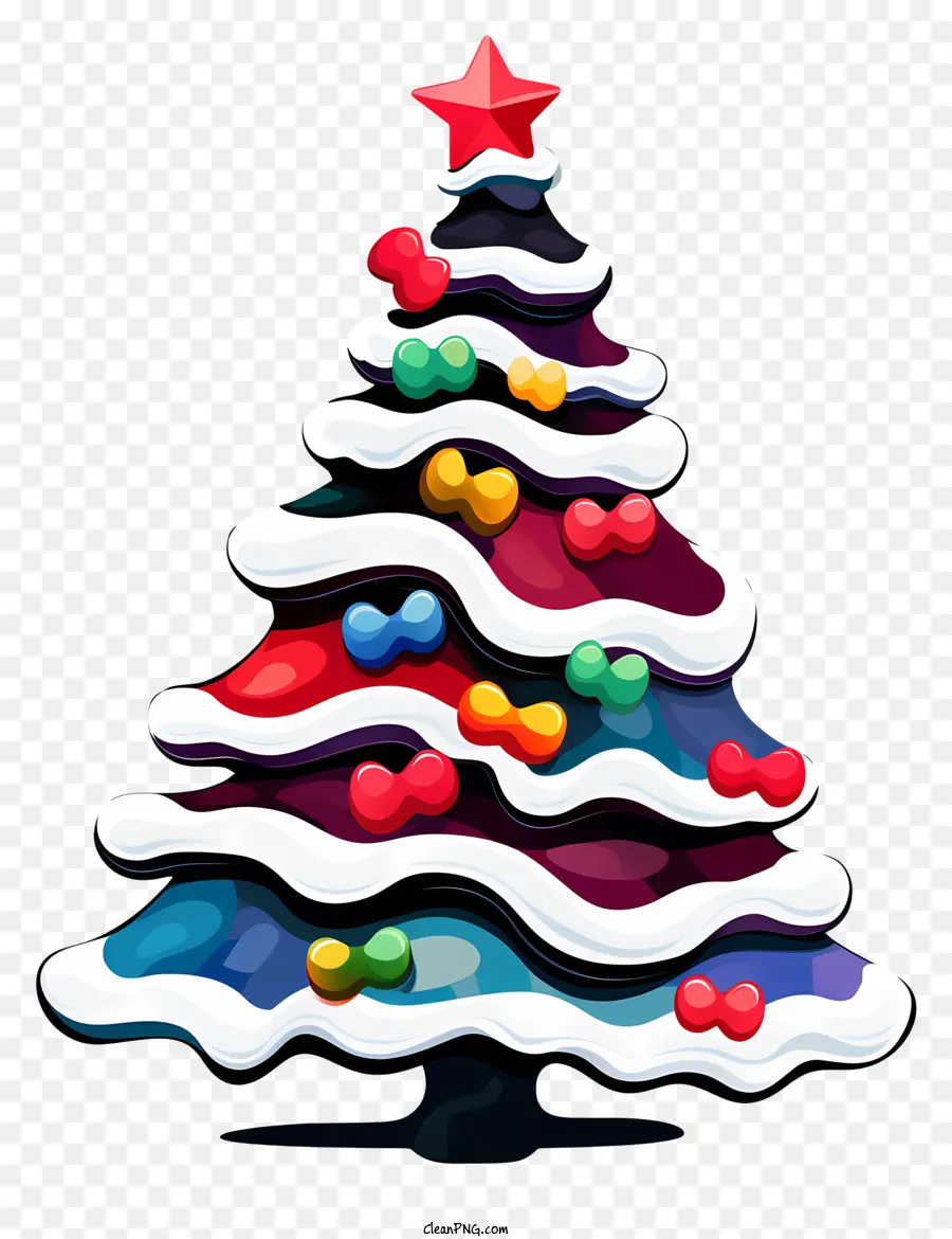 الكرتون شجرة عيد الميلاد，زينة ملونة PNG