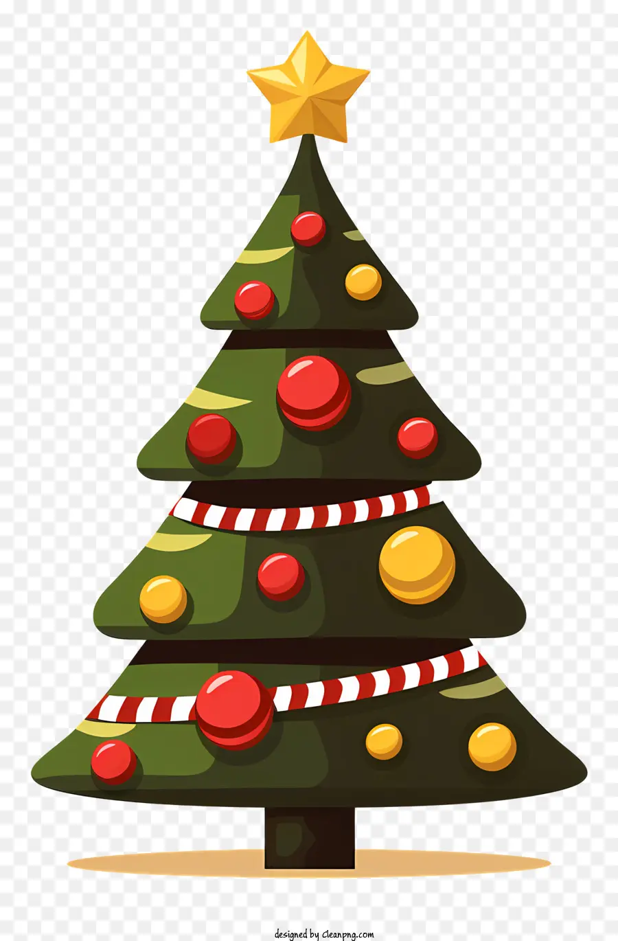 شجرة عيد الميلاد，زينة خضراء وحمراء PNG