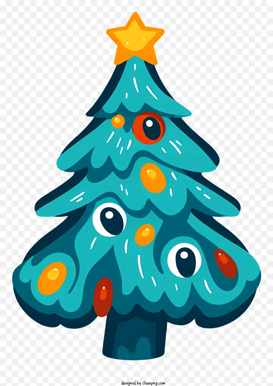 شجرة عيد الميلاد الفريدة，خطوط متموجة زرقاء وبيضاء PNG