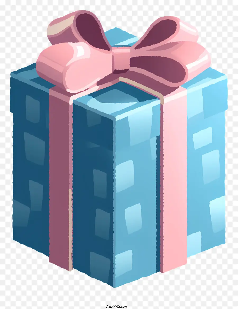 الأزرق هدية مربع，القوس الوردي PNG