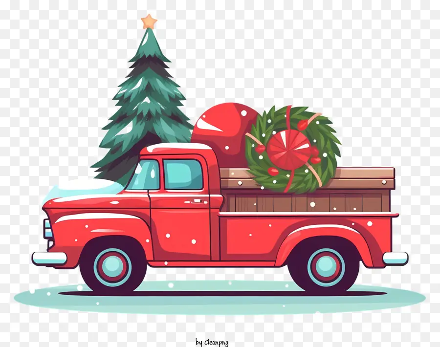 شاحنة عيد الميلاد，شاحنة بيك آب حمراء PNG
