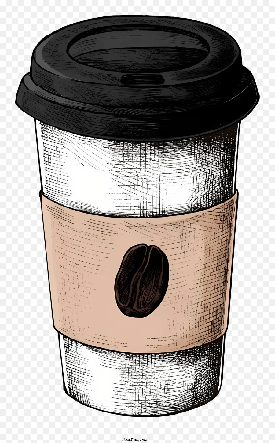 الرسم بالأبيض والأسود，فنجان القهوة PNG