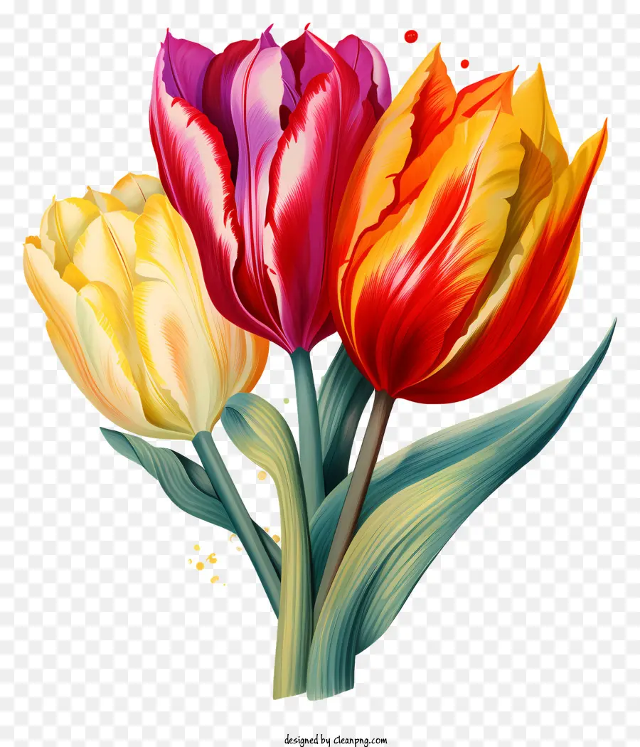 الزنبق，الزهور الملونة PNG