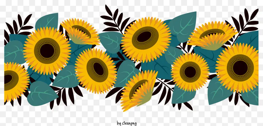 عباد الشمس，الزهور الصفراء PNG