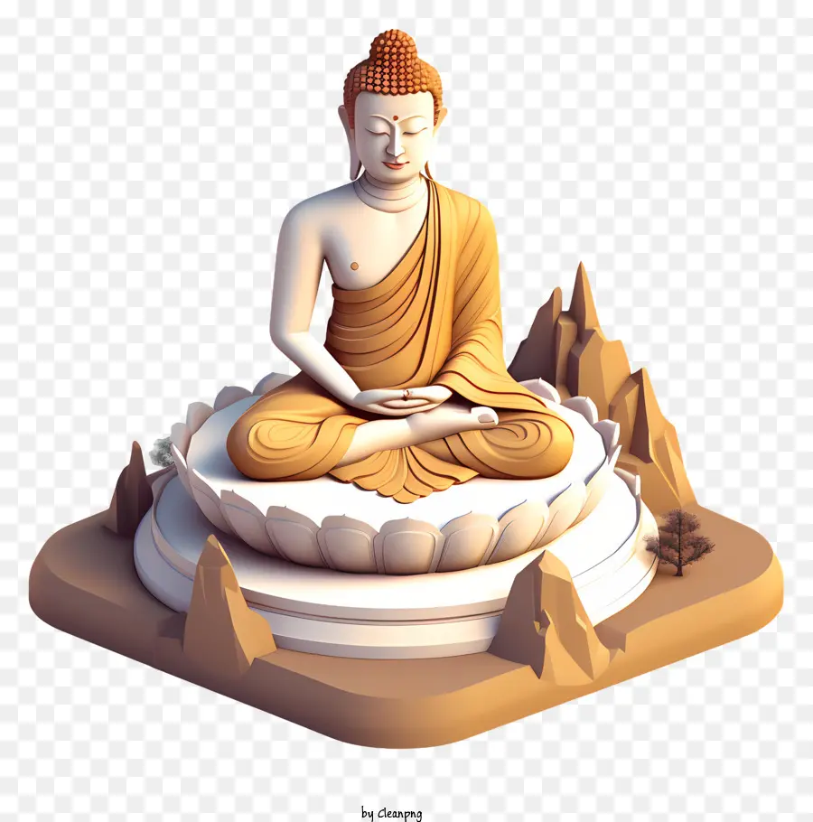 تمثال بوذا الذهبي，زهرة اللوتس PNG