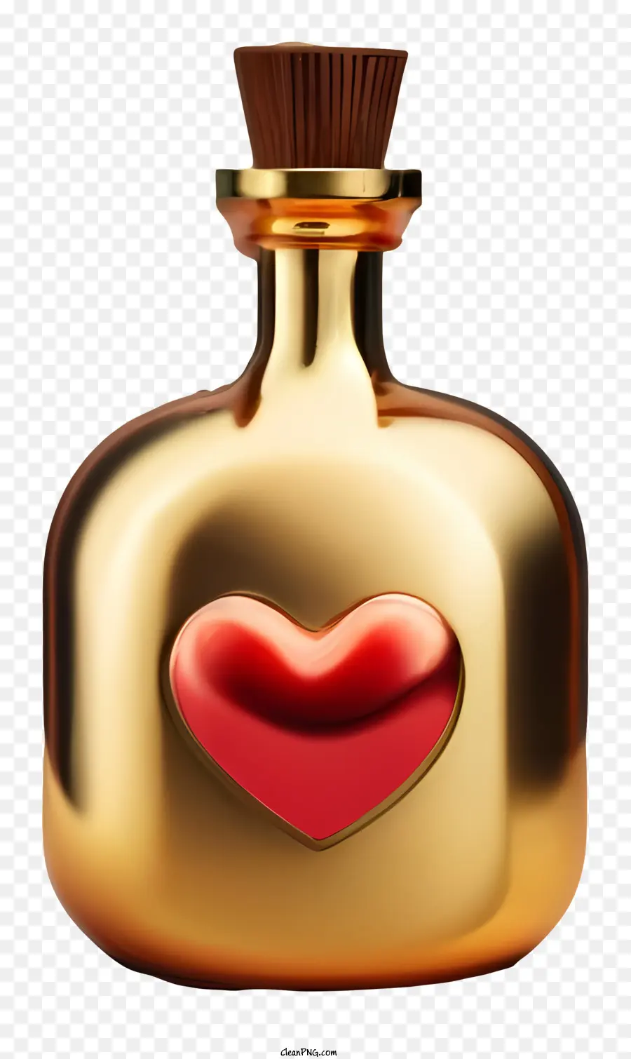 زجاجة العطور الذهبية，عطر القلب الأحمر PNG