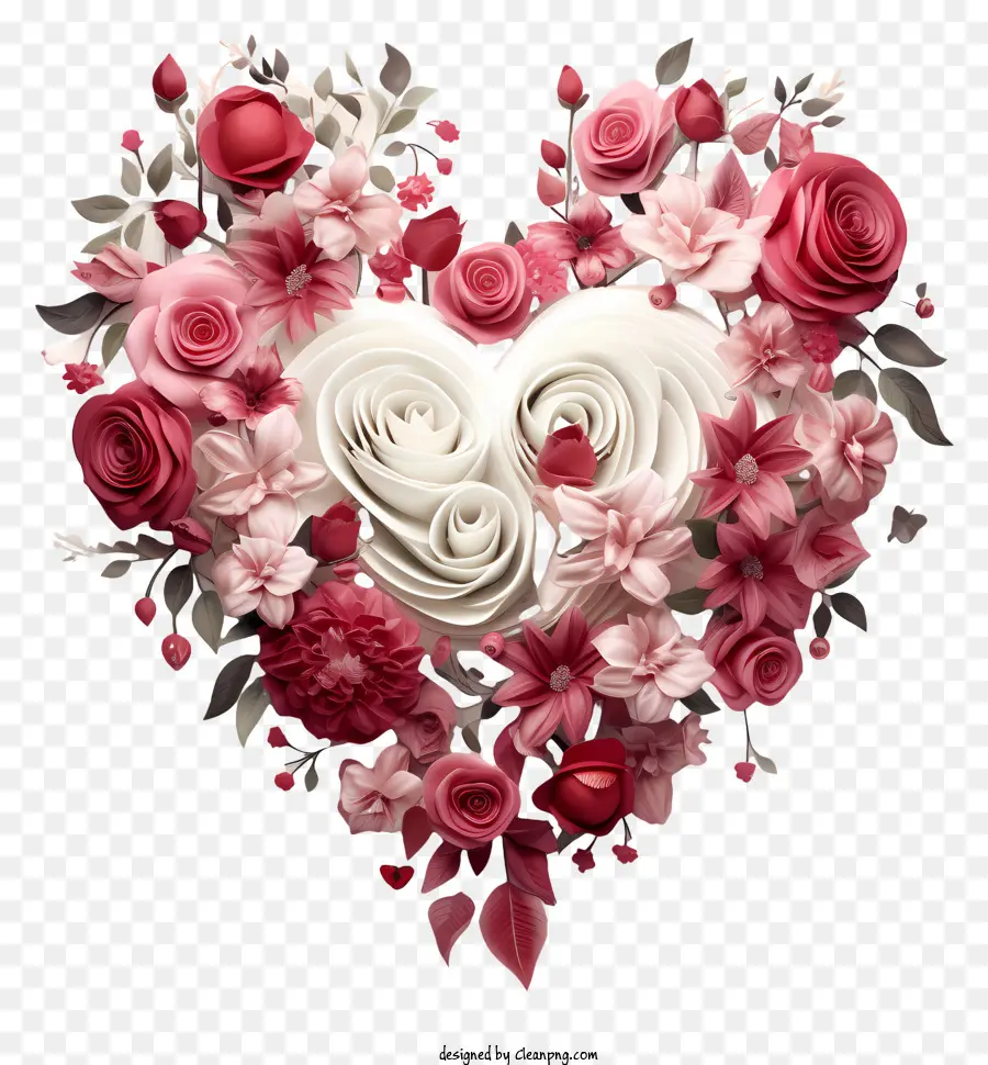 الورود على شكل قلب，الورود الحمراء والوردية PNG