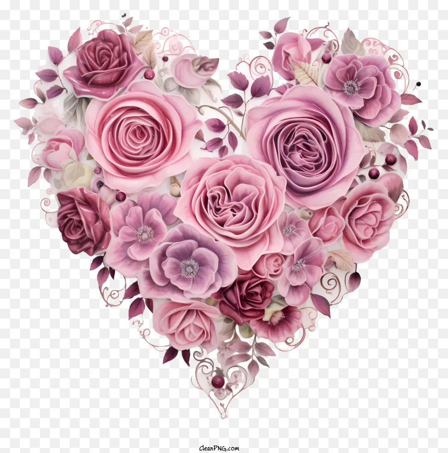 الورود على شكل قلب，الوردي الورود PNG
