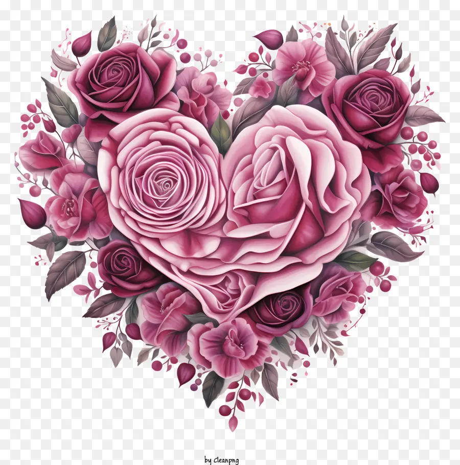 القلب المصنوع من الورود，الوردي الورود PNG