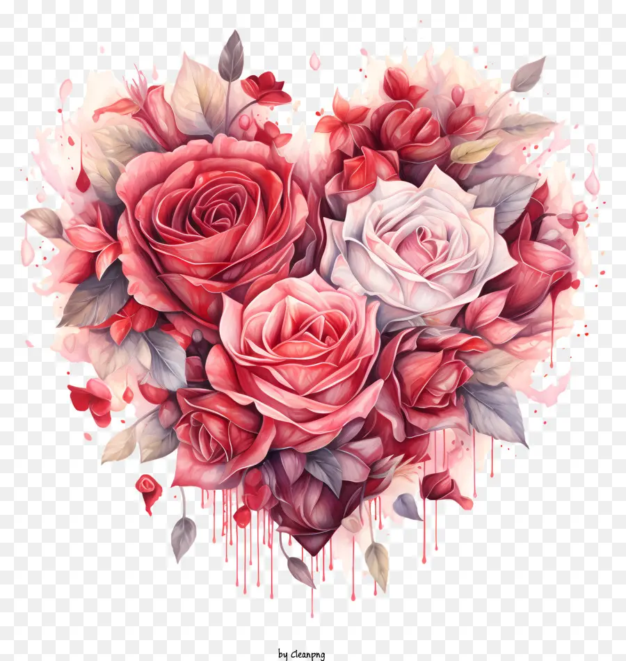 الورود على شكل قلب，رومانسية الزهور PNG