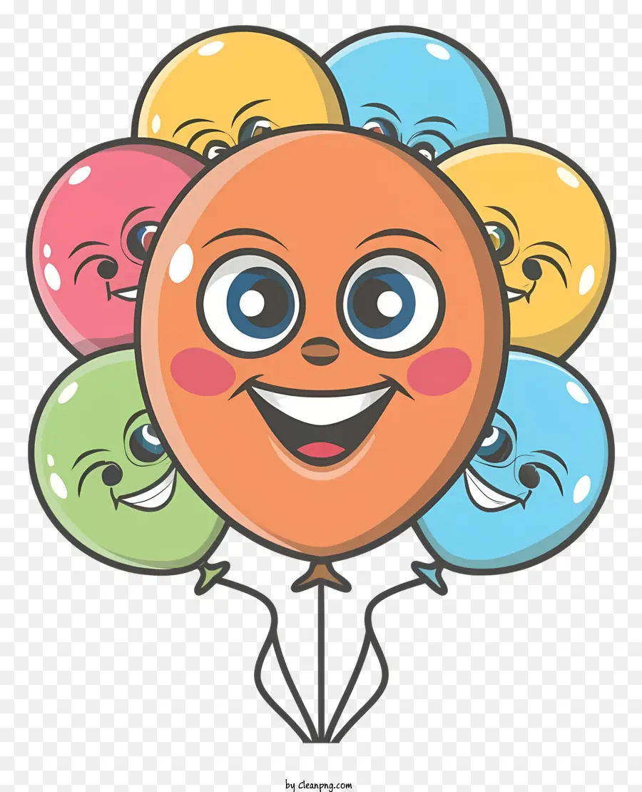 البالونات المبتسمة，بالونات ملونة PNG