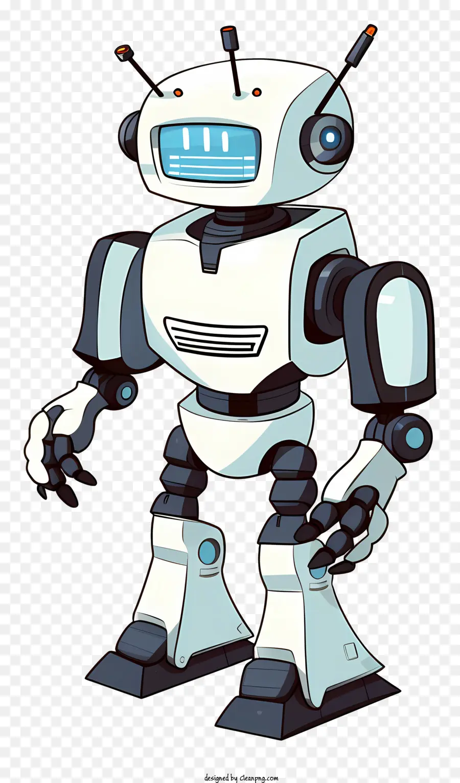 شخصية الروبوت الكرتون，تصميم الروبوت الأبيض والأسود PNG