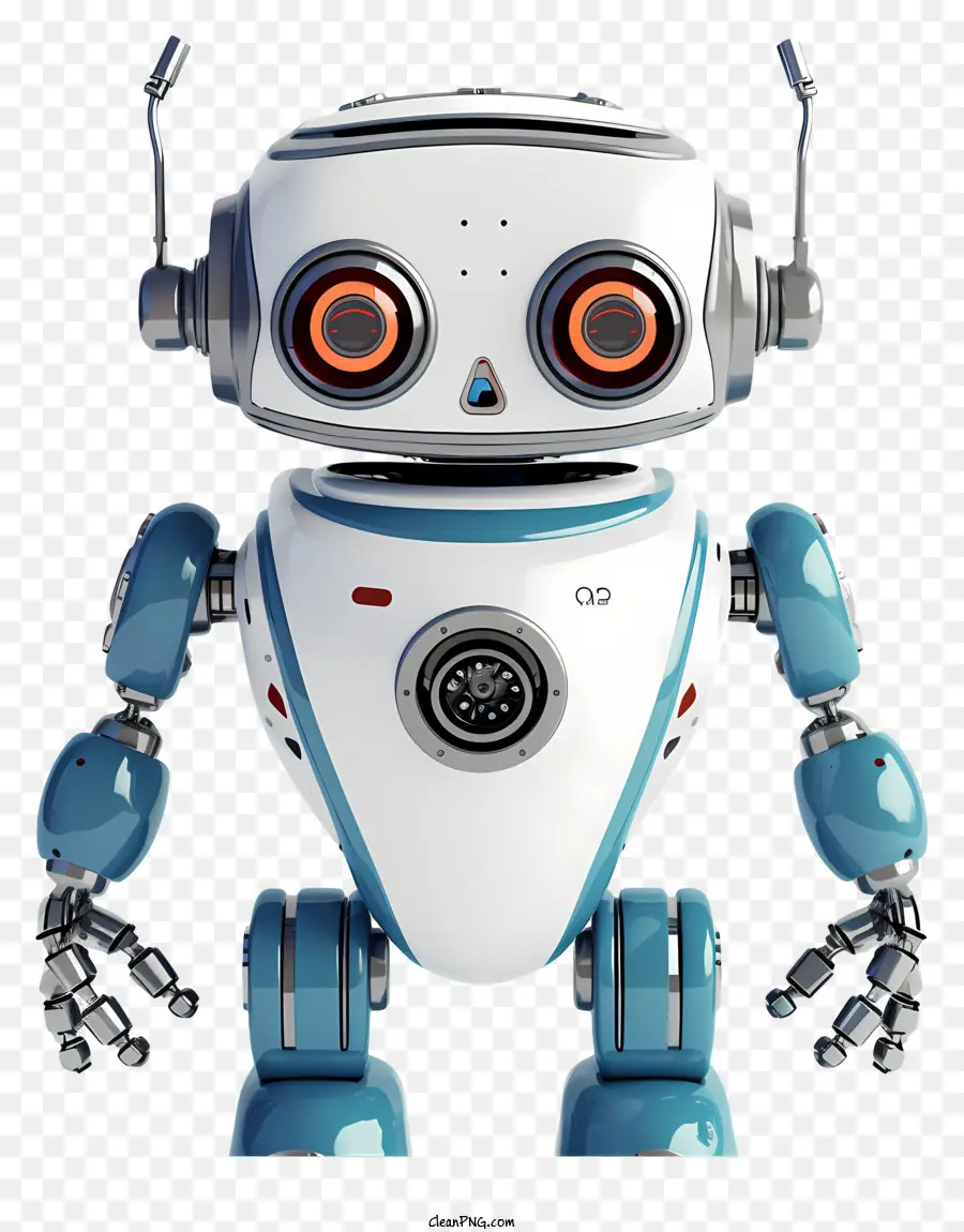 الروبوت الأزرق والأبيض，عيون واسعة PNG