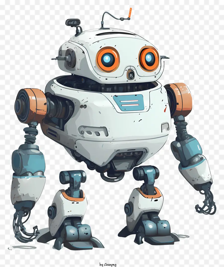 روبوت الكرتون，عيون برتقالية PNG