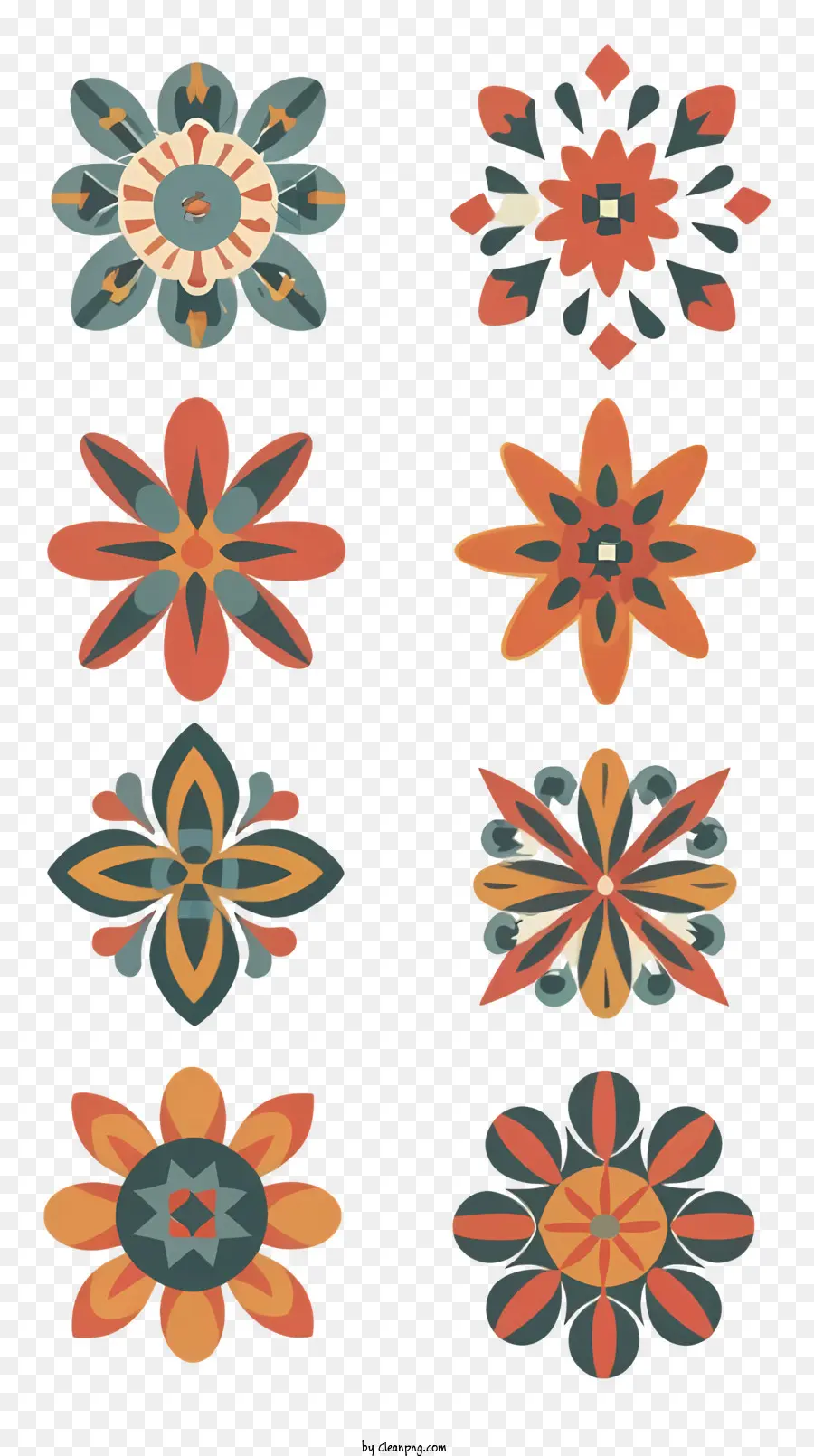 أنماط الأزهار الزخرفية，تصميمات الأزهار الدائرية PNG