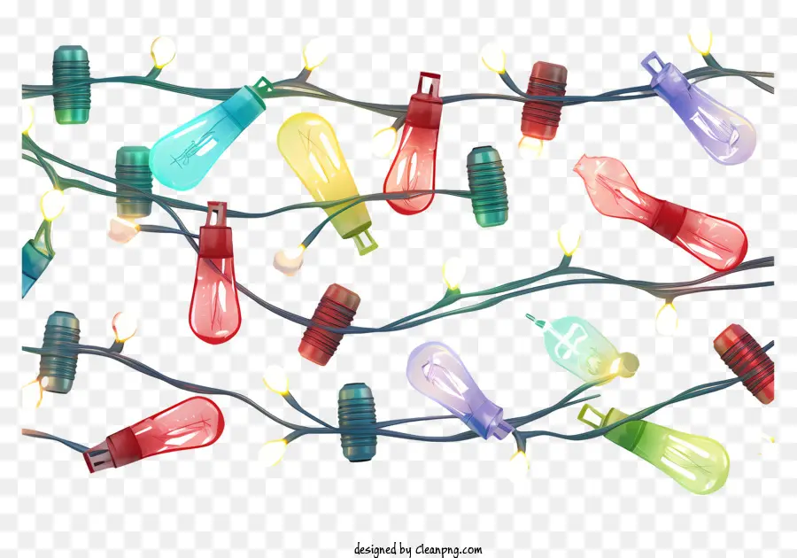 المصابيح الكهربائية الملونة，أحجام وأشكال مختلفة PNG