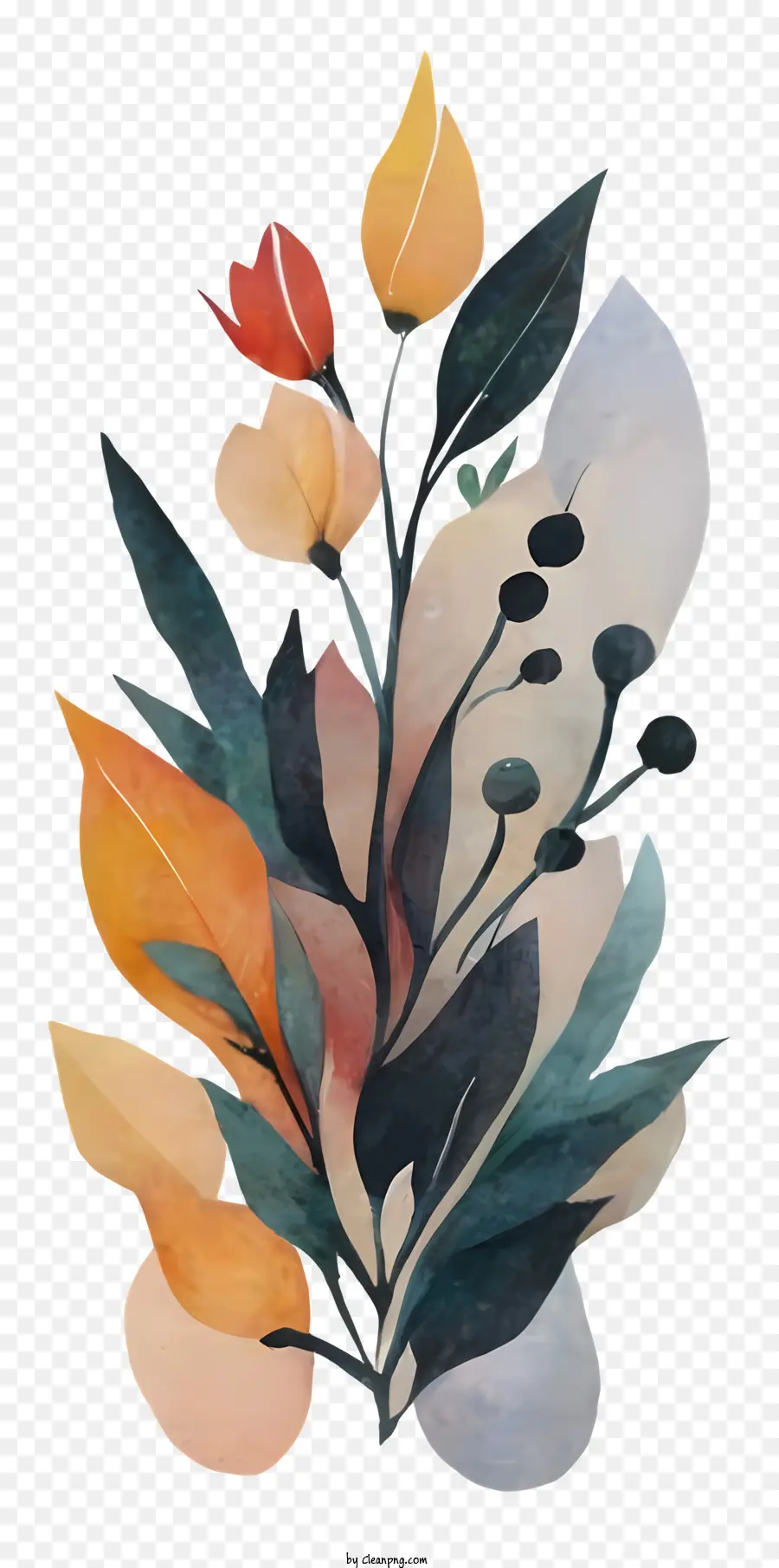 الزهور，الرسم بالألوان المائية PNG