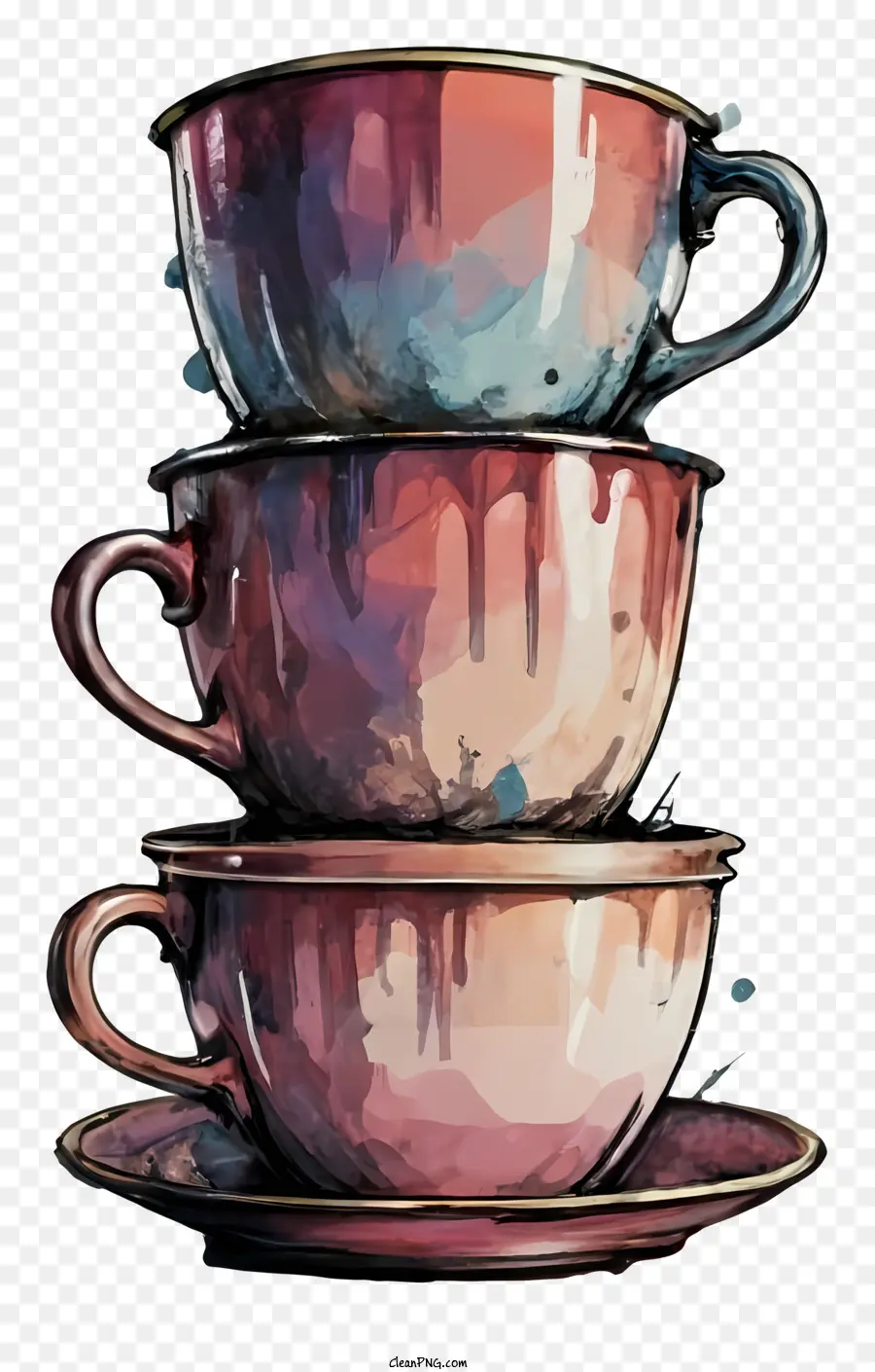 فنجان الشاي البورسلان，كومة من فنجان الشاي PNG
