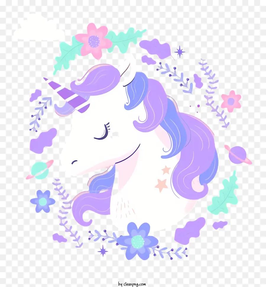 الكرتون يونيكورن，Longhair Unicorn PNG